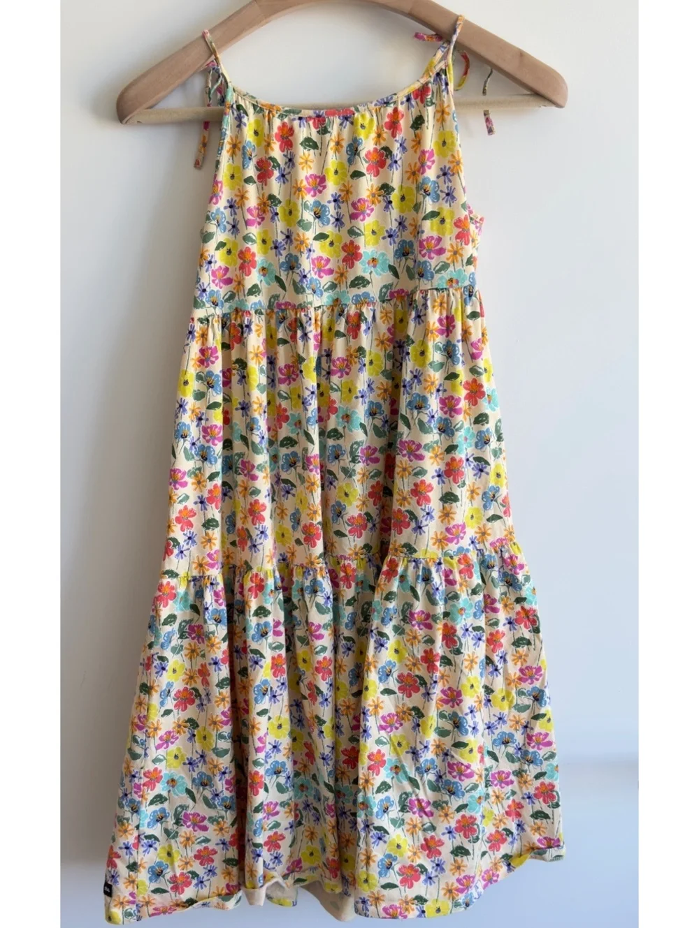 Tea Collection Girls Size 14 Floral Tiered Cotton Dress Tie Straps Boho
